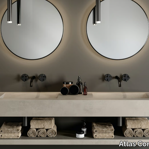 HABITAT CONTRACT - Wall-mounted double porcelain stoneware washbasin _ Atlas Concorde