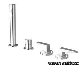 FRACTAL CRIFT122 - Deck mounted 4 hole bathtub tap with hand shower _ CRISTINA Rubinetterie