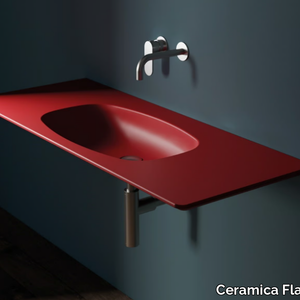 NUDAFlat - Rectangular ceramic washbasin with integrated countertop _ Ceramica Flaminia