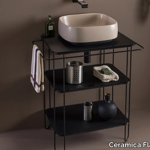 FILO 60 - Glass and Stainless Steel console sink with towel rail _ Ceramica Flaminia