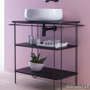 FILO 75 - Glass and Stainless Steel console sink with towel rail _ Ceramica Flaminia
