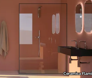 APPLIGHT 120 - Wall-mounted double ceramic washbasin _ Ceramica Flaminia