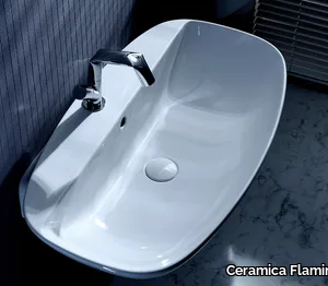 NUDA - Wall-mounted ceramic washbasin with overflow _ Ceramica Flaminia