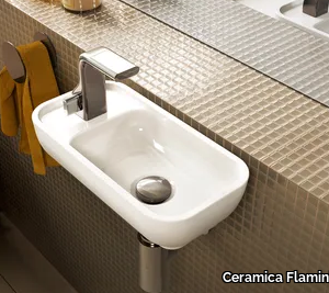 PASS - Rectangular wall-mounted ceramic handrinse basin _ Ceramica Flaminia