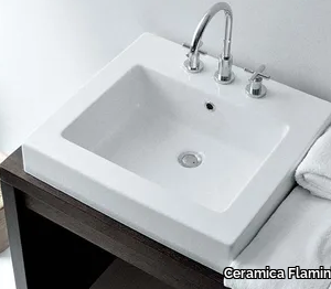 ACQUAGRANDE 60 - Inset square ceramic washbasin with overflow _ Ceramica Flaminia