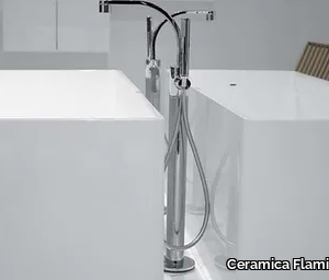 ONE - Floor standing single handle bathtub mixer with hand shower _ Ceramica Flaminia
