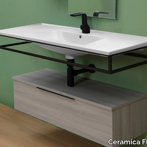 BLOOM - Wall-mounted washbasin with towel rail _ Ceramica Flaminia