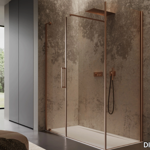 SLIM 4 - Corner rectangular glass shower cabin with hinged door _ DISENIA