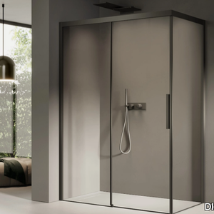 FOCUS 3 - Corner glass shower cabin with sliding door _ DISENIA