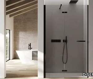 SMART 1 - Niche rectangular glass shower cabin with hinged door _ DISENIA