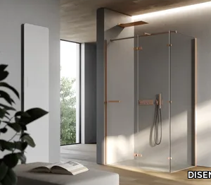 SMART 4 - Corner rectangular glass shower cabin with hinged door _ DISENIA