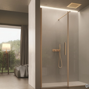 LUCE - Rectangular glass shower cabin with hinged door _ DISENIA