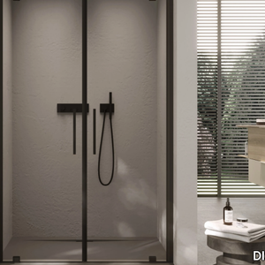 SLIM 2 - Corner rectangular glass shower cabin with hinged door _ DISENIA