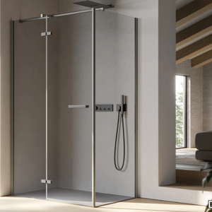 SMART 3 - Corner rectangular glass shower cabin with hinged door _ DISENIA