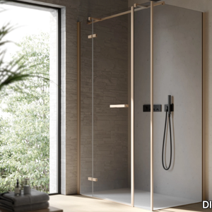SMART 5 - Corner rectangular glass shower cabin with hinged door _ DISENIA