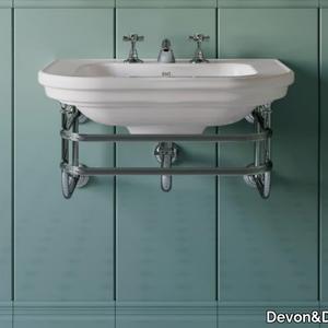 CLASSICA - Wall-mounted brass console sink with towel rail _ Devon&Devon