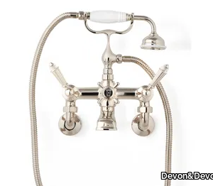 DIAMOND - Wall-mounted brass bathtub mixer with hand shower _ Devon&Devon