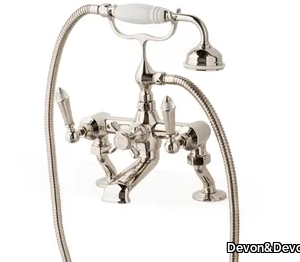 DIAMOND - Deck mounted external brass bathtub tap with hand shower _ Devon&Devon