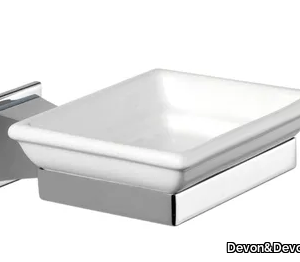 TIME - Wall-mounted ceramic and brass soap dish _ Devon&Devon