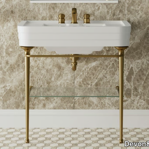 NOBEL - Floor-standing brass console sink with towel rail _ Devon&Devon