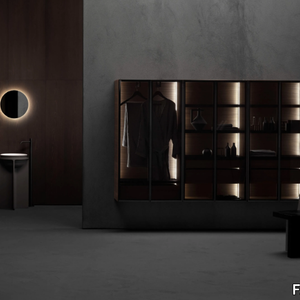 BUTLER - Bathroom wardrobe in aluminum, glass and wood _ FALPER