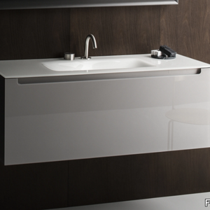 EDGE - Single wall-mounted glass vanity unit _ FALPER