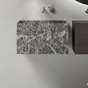 MINIMUM - Single wall-mounted Jolie Grey marble washbasin _ FALPER