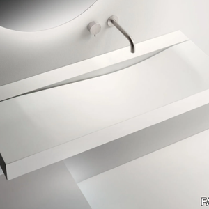 WAVE - Wall-mounted rectangular Cristalplant® washbasin _ FALPER