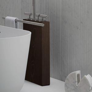 TAP HOLDER - Floor standing stainless steel and wood bathtub tap _ FALPER