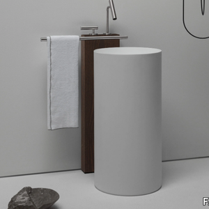 TAP HOLDER - Floor standing stainless steel and wood washbasin tap holder _ FALPER