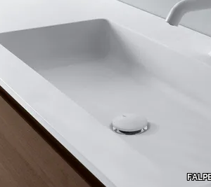 FLAT - Ceramilux® washbasin with integrated countertop _ FALPER