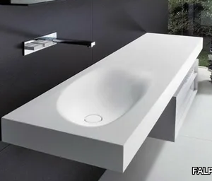 SHAPE H10 - Wall-mounted Cristalplant® washbasin with integrated countertop _ FALPER
