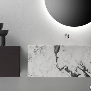 MINIMUM - Wall-mounted rectangular Arabescato marble washbasin _ FALPER