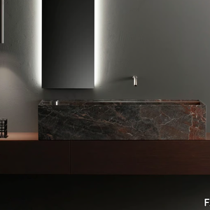 MINIMUM - Wall-mounted Grey Saint Laurent marble washbasin _ FALPER