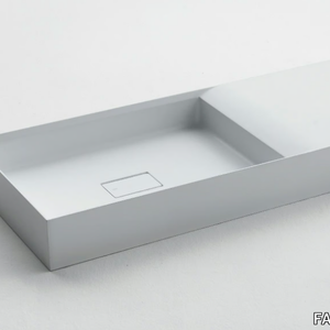 PURE - Rectangular Ceramilux® washbasin with integrated countertop _ FALPER