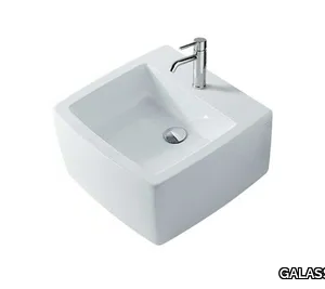 SA.02 50 - Wall-mounted rectangular ceramic washbasin _ GALASSIA