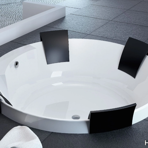 AVIVA - Hydromassage semi-inset round acrylic bathtub _ Hoesch
