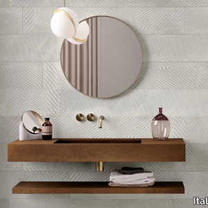 GROOVE - Wall-mounted single rectangular porcelain stoneware washbasin _ Italgraniti