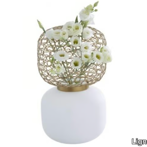 JALI - Vase with base in opaline glass and brass wire _ Ligne Roset