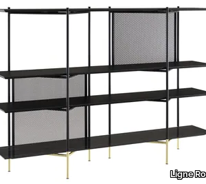 CLYDE - Open oak and stoneware bookcase _ Ligne Roset