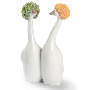 GOOSSIPING GEESE ORANGE AND GREEN - Porcelain decorative object _ Lladró
