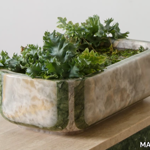 GEODE - Low rectangular marble planter _ MARGRAF