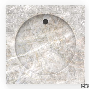 GRADINA - Flush fitting square Fior di Pesco Carnico marble shower tray _ MARGRAF