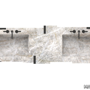 HERMA - Console double Fior di Pesco Carnico marble washbasin _ MARGRAF