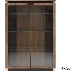 PHANTOM - Walnut display cabinet with integrated lighting _ Natuzzi Italia