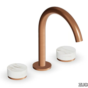 ISY22 ZIS4340.P91 - Countertop washbasin tap with individual Calacatta Oro marble rosettes without waste _ ZUCCHETTI