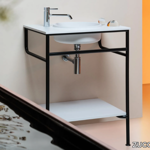 RISE - Console with integrated round washbasin in Cristalplant® _ ZUCCHETTI