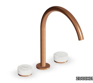 ISY22 ZIS4341.P91 - Countertop washbasin tap with aerator without waste and with Calacatta Oro marble rosettes _ ZUCCHETTI