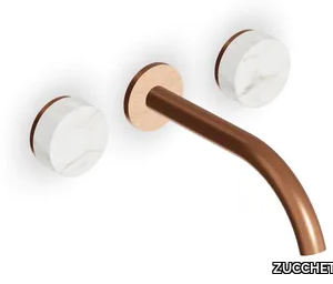 ISY22 ZIS4640.P91 / ZIS4641.P91 - Wall-mounted washbasin tap with aerator and individual Calacatta Oro marble rosettes _ ZUCCHETTI