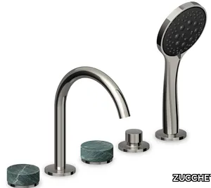 ISY22 ZIS6513.C50 - Recessed deck mounted Green marble Aver bathtub tap with hand shower _ ZUCCHETTI